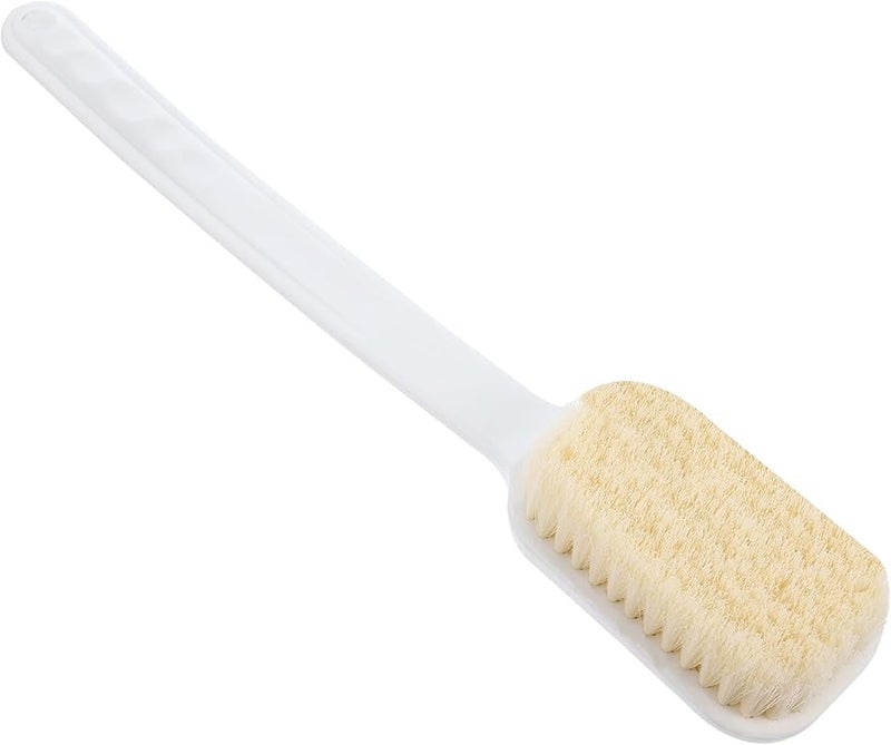Long Handle Bath Brush with Soft White Bristles for Exfoliating Shower and Body Scrubber - Image 1